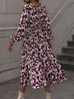 Women's Work Dress Casual Dress Swing Dress Fashion Daily Workfashion Midi Dress Print Crew Neck Long Sleeve Leopard Loose Fit Red Orange Fall Winter S M L XL -LIGHTINTHEBOX Shop vmahrh1695030982310