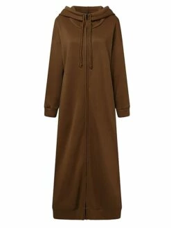 Women's Casual Dress Hoodie Dress Shift Dress Long Dress Maxi Dress Pocket Outdoor Street Daily Active Fashion Hooded Long Sleeve 2023 Loose Fit Black Brown Gray Color S M L XL XXL Size -LIGHTINTHEBOX Shop vmrhgw1692776287693