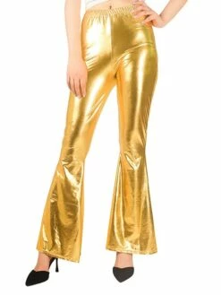 Women's Bell Bottom Leather Pants Pants Trousers Full Length Fashion Streetwear Party Outdoor Silver Lake Blue S M Fall Winter