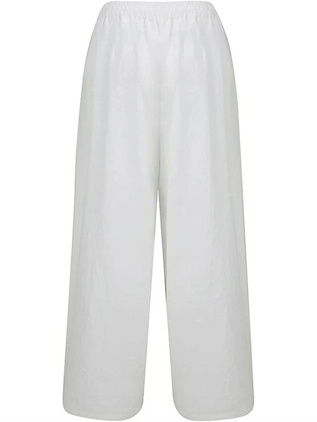 Women's Wide Leg Linen Pants Pants Trousers Full Length Linen / Cotton Blend Pocket Baggy Micro-elastic Mid Waist Fashion Streetwear Daily Daily Wear Claret Navy S M Summer Spring 6 Women's Wide Leg Linen Pants Pants Trousers Full Length Linen / Cotton Blend Pocket Baggy Micro-elastic Mid Waist Fashion Streetwear Daily Daily Wear Claret Navy S M Summer Spring - Image 4