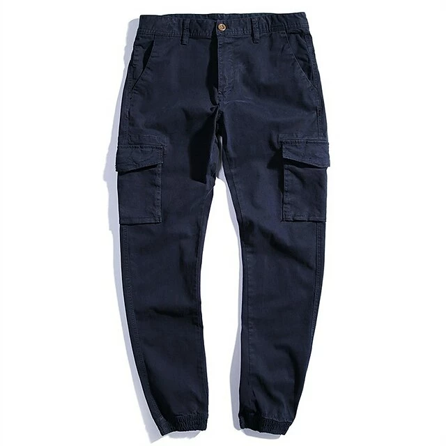 Blue Buttoned Plain Casual Cargo Pants 8 Blue Buttoned Plain Casual Cargo Pants - Image 6