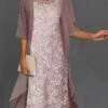 Women's Two Piece Dress Set Lace Dress Work Dress Office Wedding Guest Fashion Work Lace Midi Dress Crew Neck 3/4 Length Sleeve Floral Loose Fit Pink Fall Winter S M L XL XXL -LIGHTINTHEBOX Shop vpitdk1697081425841