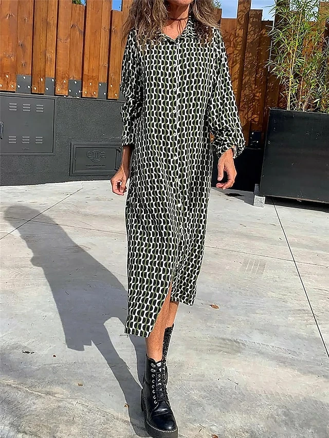 Women's Shirt Dress Casual Dress Shift Dress Midi Dress Outdoor Daily Vacation Polyester Fashion Modern Shirt Collar Button Print Long Sleeve Summer Spring Fall 2023 Regular Fit Black Geometric S M L 3 Women's Shirt Dress Casual Dress Shift Dress Midi Dress Outdoor Daily Vacation Polyester Fashion Modern Shirt Collar Button Print Long Sleeve Summer Spring Fall 2023 Regular Fit Black Geometric S M L