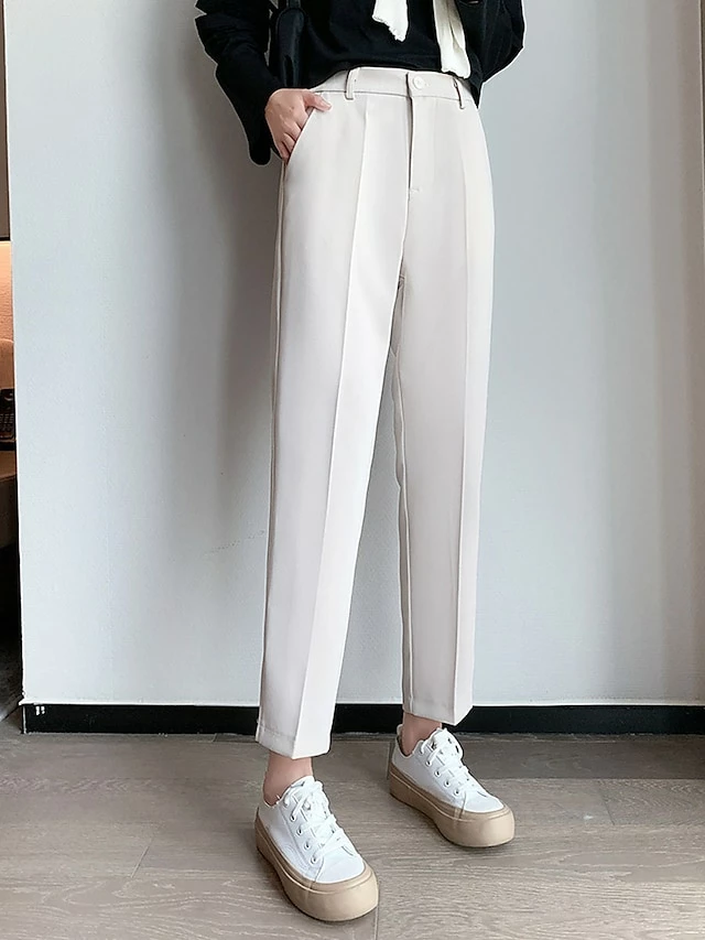 Women's Dress Pants Cropped Pants Ankle-Length Fashion Streetwear Outdoor Office / Career Black White XS S Fall Winter 11 Women's Dress Pants Cropped Pants Ankle-Length Fashion Streetwear Outdoor Office / Career Black White XS S Fall Winter - Image 9