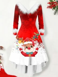 Women's Christmas Swing Dress Vintage Dress Midi Dress Green Silver Wine Red Brown White Long Sleeve Print Plus High Low Print Winter Fall V Neck Vintage Romantic Traditional 2022 S M L XL 2XL 16 Women's Christmas Swing Dress Vintage Dress Midi Dress Green Silver Wine Red Brown White Long Sleeve Print Plus High Low Print Winter Fall V Neck Vintage Romantic Traditional 2022 S M L XL 2XL -LIGHTINTHEBOX Shop vrkmcj1668153973505