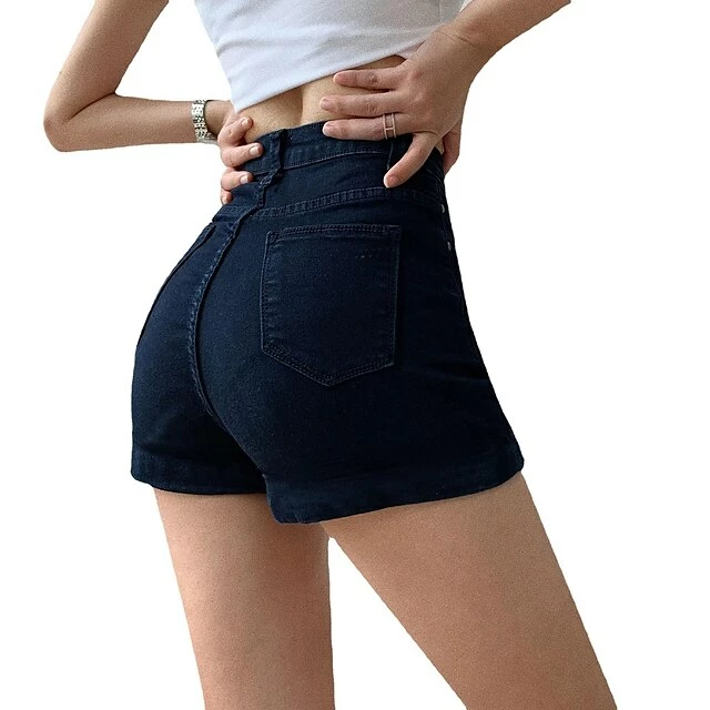 Women's Shorts Jeans Patchwork Plain Classic Modern Regular Spring &Fall Black White Dark Blue Light Blue Grey 7 Women's Shorts Jeans Patchwork Plain Classic Modern Regular Spring &Fall Black White Dark Blue Light Blue Grey - Image 5