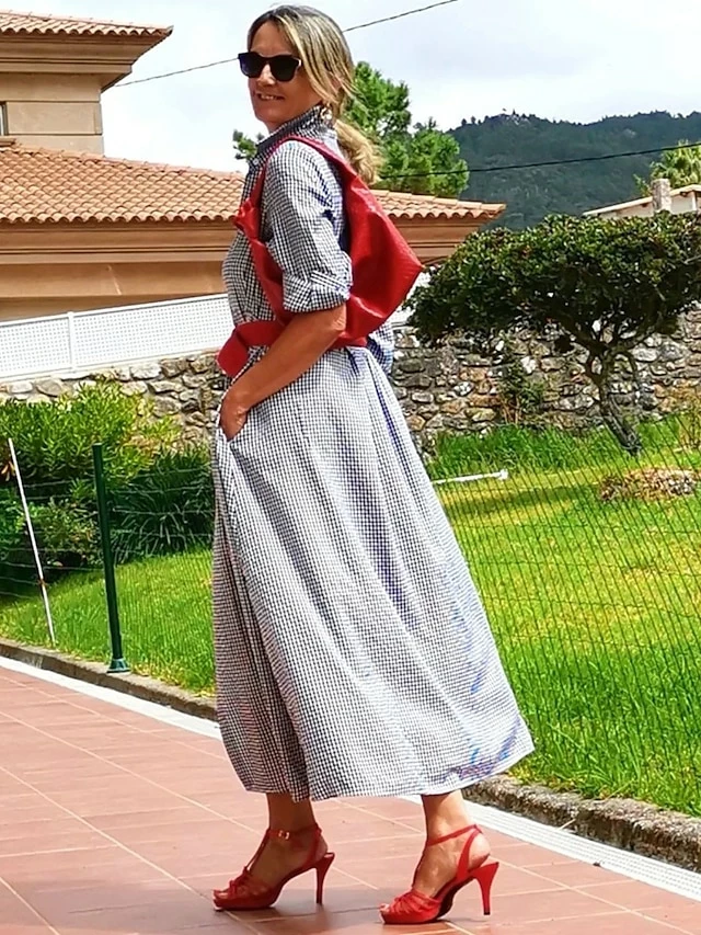 Women's Shirt Dress Casual Dress Maxi Long Dress Outdoor Winter Dress Daily Cotton Cotton And Linen Fashion Casual Shirt Collar Lace Up Pocket Long Sleeve Summer Spring Fall 2023 Regular Fit Pink 8 Women's Shirt Dress Casual Dress Maxi Long Dress Outdoor Winter Dress Daily Cotton Cotton And Linen Fashion Casual Shirt Collar Lace Up Pocket Long Sleeve Summer Spring Fall 2023 Regular Fit Pink - Image 6