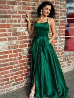 Women‘s Prom Party Dress Homecoming Dress Satin Maxi Long Dress Green Red Sleeveless Pure Color Split Spring Summer Spaghetti Strap Party Stylish Elegant Party 2023 S M L XL -LIGHTINTHEBOX Shop vtcvqt1677666505738