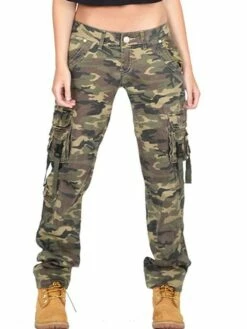 Women‘s Cargo Camo camouflage Pants Trousers Full Length Pocket Mid Waist Sports Black Blue XS S Spring, Fall, Winter, Summer All Seasons -LIGHTINTHEBOX Shop vtflip1689666023131