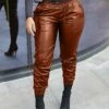 Women's Joggers Leather Pants Pants Trousers Full Length Micro-elastic Mid Waist Fashion Streetwear Party Street Wine Apricot S M Summer Fall -LIGHTINTHEBOX Shop vttrau1693295370667