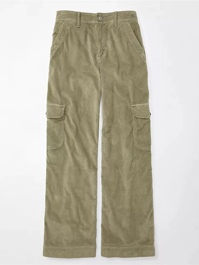 Women‘s Cargo Khaki Pants Wide Leg Trousers Full Length Active Fashion Outdoor Street Olive Green ArmyGreen S M Fall Winter 4 Women‘s Cargo Khaki Pants Wide Leg Trousers Full Length Active Fashion Outdoor Street Olive Green ArmyGreen S M Fall Winter - Image 2