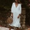 Women's Casual Dress Midi Dress White Red Dark Blue 3/4 Length Sleeve Pure Color Ruched Summer Spring V Neck Casual Loose Fit 2023 S M L XL XXL 1 Women's Casual Dress Midi Dress White Red Dark Blue 3/4 Length Sleeve Pure Color Ruched Summer Spring V Neck Casual Loose Fit 2023 S M L XL XXL -LIGHTINTHEBOX Shop vutshl1649409322481
