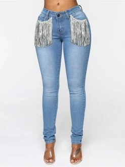 Women's Jeans Slim Pants Trousers Full Length Fashion Streetwear Street Daily Black Dark Blue S M Fall Winter -LIGHTINTHEBOX Shop vvoigs1693986765831