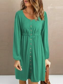 Women's Shirt Dress Casual Dress Mini Dress Outdoor Daily Vacation Polyester Fashion Modern Crew Neck Button Long Sleeve Spring Fall Winter 2023 Loose Fit Black Pink Blue Plain S M L XL 2XL -LIGHTINTHEBOX Shop vwuutk1692157322347