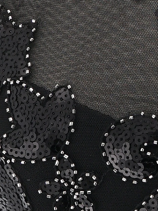 Women's Retro 1920s Fringe Dress Midi Dress Party Halloween Sequins Tassel Fringe Floral Crewneck Short Sleeve Regular Fit Spring Fall 2023 Black Gold S M L XL 6 Women's Retro 1920s Fringe Dress Midi Dress Party Halloween Sequins Tassel Fringe Floral Crewneck Short Sleeve Regular Fit Spring Fall 2023 Black Gold S M L XL - Image 4