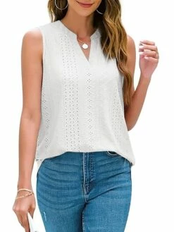 Women's Tank Top Black White Yellow Plain Cut Out Sleeveless Casual Basic V Neck Regular Fit -LIGHTINTHEBOX Shop vydkbx1681988809535