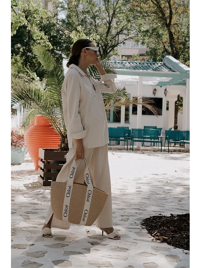 Women's Shirt Pants Sets Black Dark Navy Camel Plain Long Sleeve Casual Daily Vintage Fashion Streetwear V Neck Regular Fit Fall & Winter 12 Women's Shirt Pants Sets Black Dark Navy Camel Plain Long Sleeve Casual Daily Vintage Fashion Streetwear V Neck Regular Fit Fall & Winter - Image 10