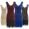 Women's Retro 1920s Fringe Dress Midi Dress Party Halloween Sequins Tassel Fringe Floral V Neck Sleeveless Regular Fit Spring Fall 2023 Silver Red S M L XL -LIGHTINTHEBOX Shop wazshq1692858170337