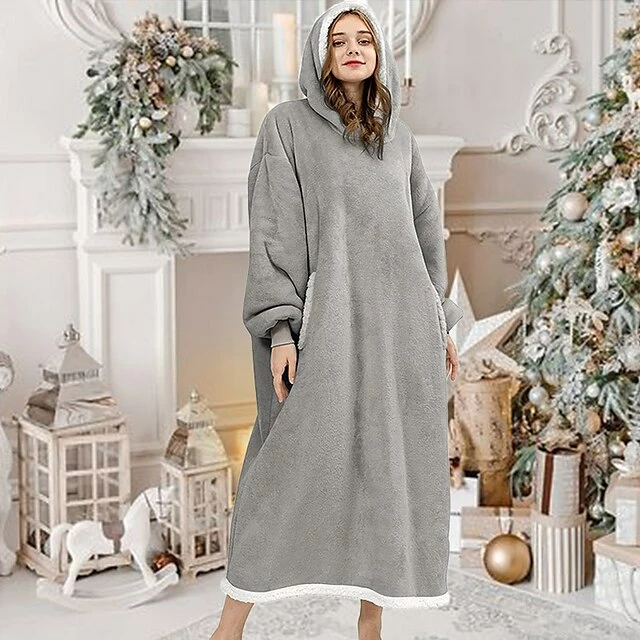 Women‘s Christmas Couple‘s Pajamas Nightgown Wearable Blanket Hoodie Blanket Pure Color Warm Comfort Oversized Home Daily Fleece Warm Hoodie Long Sleeve Pocket Winter Fall Pink Wine 3 Women‘s Christmas Couple‘s Pajamas Nightgown Wearable Blanket Hoodie Blanket Pure Color Warm Comfort Oversized Home Daily Fleece Warm Hoodie Long Sleeve Pocket Winter Fall Pink Wine