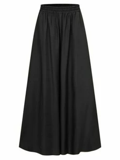 Women's Wide Leg Chinos Capri Shorts Full Length Pleated Baggy Micro-elastic Casual Chino Daily Vacation Black Blue L XL Spring Fall -LIGHTINTHEBOX Shop wbrogd1646385073278