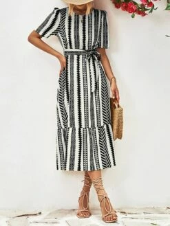 Women's Casual Dress A Line Dress Summer Dress Stripe Lace Up Print Crew Neck Midi Dress Fashion Streetwear Outdoor Street Short Sleeve Regular Fit Black Yellow Summer Spring S M L XL 18 Women's Casual Dress A Line Dress Summer Dress Stripe Lace Up Print Crew Neck Midi Dress Fashion Streetwear Outdoor Street Short Sleeve Regular Fit Black Yellow Summer Spring S M L XL -LIGHTINTHEBOX Shop wcxxux1690284244525