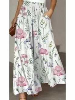 Women's Wide Leg Pants Trousers Baggy Full Length Pocket Baggy Micro-elastic Casual Vacation Casual Daily Pink Green S M -LIGHTINTHEBOX Shop wddelm1681961691880