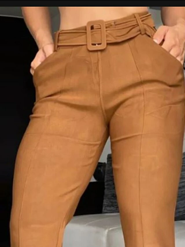 Women's Pants Plus Size Curve Trousers Full Length Fashion Streetwear Street Daily Brown S M Fall Winter 5 Women's Pants Plus Size Curve Trousers Full Length Fashion Streetwear Street Daily Brown S M Fall Winter - Image 3