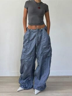 Women's Wide Leg Pants Trousers Full Length Streetwear Retro Vintage Street Daily Blue S M Fall Winter -LIGHTINTHEBOX Shop wdqeqw1695792203764
