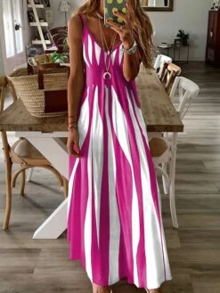 Women's Casual Dress Summer Dress Slip Dress Color Block Print V Neck Long Dress Maxi Dress Active Fashion Outdoor Holiday Sleeveless Regular Fit Black Light Green Pink Summer S M L XL XXL -LIGHTINTHEBOX Shop wejluy1686626847899