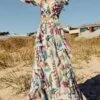 Women's Two Piece Dress Set Casual Dress Skirt Set Outdoor Daily Fashion Elegant Ruffle Print Long Dress Maxi Dress V Neck Long Sleeve Leaf Floral Regular Fit Purple Apricot Summer Spring S M L XL -LIGHTINTHEBOX Shop wejycb1689579862385