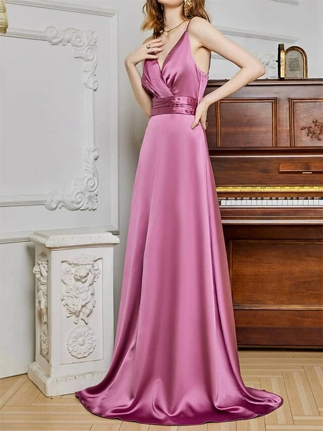Women's Prom Dress Party Dress Satin Dress Long Dress Maxi Dress Champagne Pink Red Sleeveless Pure Color Backless Spring Fall Winter Spaghetti Strap Fashion Winter Dress Evening Party Wedding Guest 11 Women's Prom Dress Party Dress Satin Dress Long Dress Maxi Dress Champagne Pink Red Sleeveless Pure Color Backless Spring Fall Winter Spaghetti Strap Fashion Winter Dress Evening Party Wedding Guest - Image 9
