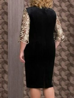 Women‘s Plus Size Curve Party Dress Floral Crew Neck Lace Long Sleeve Spring Fall Elegant Prom Dress Knee Length Dress Formal Party Dress -LIGHTINTHEBOX Shop wgdesu1634359676227