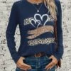 Women's T Shirt Tee Black Wine Blue Leopard Heart Print Long Sleeve Daily Weekend Fashion Round Neck Regular Fit Painting Spring &Fall -LIGHTINTHEBOX Shop wghagx1695801837352