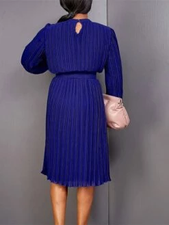 Women's Work Dress Casual Dress Black Dress Fashion Office Daily Workfashion Midi Dress Lace Up Pleated Crew Neck Long Sleeve Plain Regular Fit Black White Red Fall Winter S M L XL XXL -LIGHTINTHEBOX Shop wgvkqf1695645186606