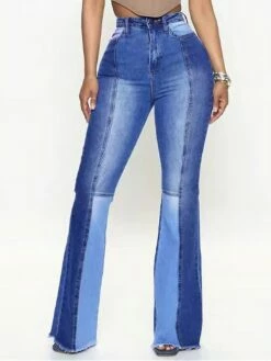 Women‘s Flare Jeans Bootcut Bell Bottom Full Length Cotton Micro-elastic High Waist Fashion Streetwear Street Daily Robin‘s Egg Blue S M Fall Winter