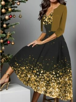 Women's Two Piece Dress Set Casual Dress Swing Dress Outdoor Daily Fashion Elegant Print Midi Dress V Neck Half Sleeve Ombre Regular Fit Wine Blue Gold Fall Winter S M L XL XXL 8 Women's Two Piece Dress Set Casual Dress Swing Dress Outdoor Daily Fashion Elegant Print Midi Dress V Neck Half Sleeve Ombre Regular Fit Wine Blue Gold Fall Winter S M L XL XXL -LIGHTINTHEBOX Shop whcmyg1697424508020