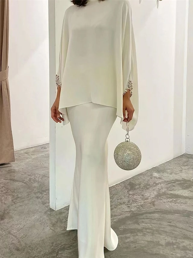 Women's Two Piece Dress Set Casual Dress Skirt Set Daily Going Out Elegant Modern Ruffle Long Dress Maxi Dress Stand Collar Long Sleeve Plain Regular Fit Silver Black White Fall Winter S M L XL XXL 4 Women's Two Piece Dress Set Casual Dress Skirt Set Daily Going Out Elegant Modern Ruffle Long Dress Maxi Dress Stand Collar Long Sleeve Plain Regular Fit Silver Black White Fall Winter S M L XL XXL - Image 2