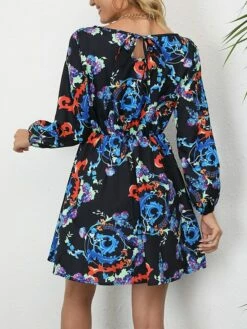 Women's Work Dress A Line Dress Fashion Mini Dress Print Crew Neck Long Sleeve Floral Loose Fit Red Blue Orange Fall S M L XL XXL -LIGHTINTHEBOX Shop winhld1693300601212