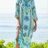 Women's Casual Dress Boho Dress Print Dress Floral Split Print V Neck Long Dress Maxi Dress Active Fashion Outdoor Street 3/4 Length Sleeve Loose Fit Blue Summer Spring S M L XL XXL 1 Women's Casual Dress Boho Dress Print Dress Floral Split Print V Neck Long Dress Maxi Dress Active Fashion Outdoor Street 3/4 Length Sleeve Loose Fit Blue Summer Spring S M L XL XXL -LIGHTINTHEBOX Shop wjtzjf1691052008820