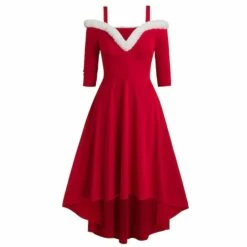 Women's Christmas Swing Dress Skater Dress Green Red Black Long Sleeve Pure Color Cold Shoulder Plus High Low Winter Fall V Neck Classic ModernFall Dress Slim 2022 S M L XL 2XL 3XL / Winter Dress -LIGHTINTHEBOX Shop wjzdpt1665747075401