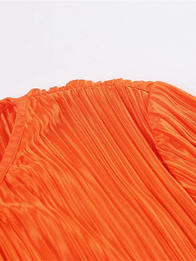 Women's Work Dress Sheath Dress Semi Formal Dress Fashion Daily Workfashion Long Dress Maxi Dress Ruched Pleated Crew Neck Long Sleeve Plain Slim Black Orange Fall Winter S M L 18 Women's Work Dress Sheath Dress Semi Formal Dress Fashion Daily Workfashion Long Dress Maxi Dress Ruched Pleated Crew Neck Long Sleeve Plain Slim Black Orange Fall Winter S M L - Image 16