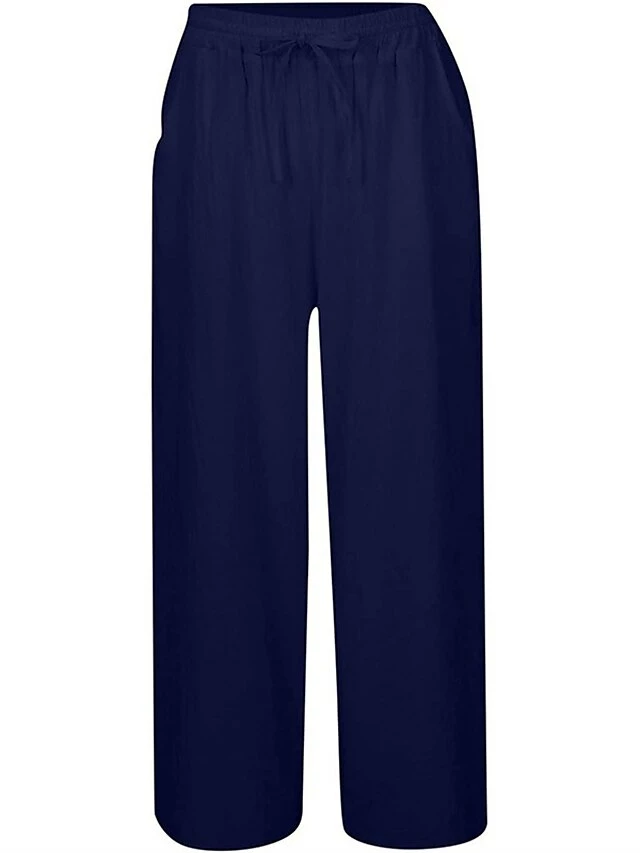 Women's Wide Leg Linen Pants Pants Trousers Full Length Linen / Cotton Blend Pocket Baggy Micro-elastic Mid Waist Fashion Streetwear Daily Daily Wear Claret Navy S M Summer Spring 8 Women's Wide Leg Linen Pants Pants Trousers Full Length Linen / Cotton Blend Pocket Baggy Micro-elastic Mid Waist Fashion Streetwear Daily Daily Wear Claret Navy S M Summer Spring - Image 6
