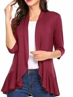 Women's Shirt Blouse Shrugs Black Wine Blue Plain Ruffle 3/4 Length Sleeve Daily Weekend Streetwear Casual V Neck Regular Fit 13 Women's Shirt Blouse Shrugs Black Wine Blue Plain Ruffle 3/4 Length Sleeve Daily Weekend Streetwear Casual V Neck Regular Fit -LIGHTINTHEBOX Shop wqxvkv1657776872455