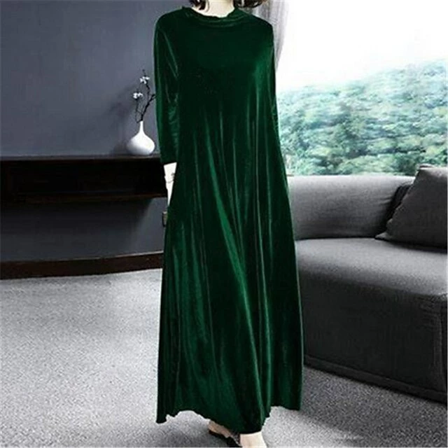 Women‘s Velvet Dress Shift Dress Caftan Dress Long Dress Maxi Dress Green Black Purple Long Sleeve Pure Color Pocket Winter Fall Spring Crew Neck Mature Winter Dress Daily Vacation 2023 18 Women‘s Velvet Dress Shift Dress Caftan Dress Long Dress Maxi Dress Green Black Purple Long Sleeve Pure Color Pocket Winter Fall Spring Crew Neck Mature Winter Dress Daily Vacation 2023 - Image 16