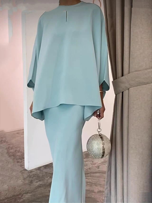 Women's Two Piece Dress Set Casual Dress Skirt Set Daily Going Out Elegant Modern Ruffle Long Dress Maxi Dress Stand Collar Long Sleeve Plain Regular Fit Silver Black White Fall Winter S M L XL XXL 7 Women's Two Piece Dress Set Casual Dress Skirt Set Daily Going Out Elegant Modern Ruffle Long Dress Maxi Dress Stand Collar Long Sleeve Plain Regular Fit Silver Black White Fall Winter S M L XL XXL - Image 5