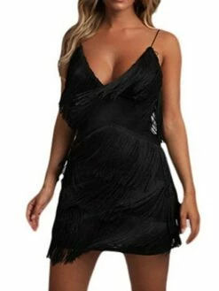 Women‘s Party Dress Fringe Dress Sheath Dress Homecoming Dress Mini Dress Black Wine Red Sleeveless Pure Color Tassel Fringe Spring Summer Spaghetti Strap Party 2023 S M L XL -LIGHTINTHEBOX Shop wtkxxi1660890834590