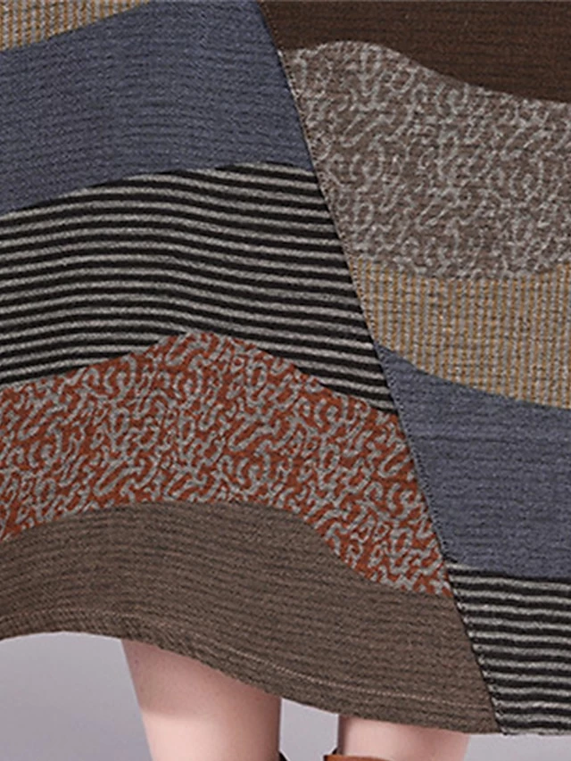 Women's Casual Dress Cotton Linen Dress Loose Dress Midi Dress Cotton Basic Classic Outdoor Daily Vacation Crew Neck Print Long Sleeve Spring Fall Winter 2023 Loose Fit Wine Brown Striped M L XL 2XL 16 Women's Casual Dress Cotton Linen Dress Loose Dress Midi Dress Cotton Basic Classic Outdoor Daily Vacation Crew Neck Print Long Sleeve Spring Fall Winter 2023 Loose Fit Wine Brown Striped M L XL 2XL - Image 14