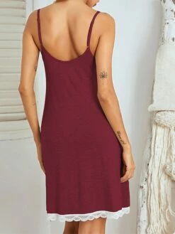 Women's Casual Dress Strap Dress Mini Dress Cute Daily Lace Backless Solid Color Strap Home Lounge Black Wine 2023 Summer Spring S M L XL -LIGHTINTHEBOX Shop wtxwgr1692857689573