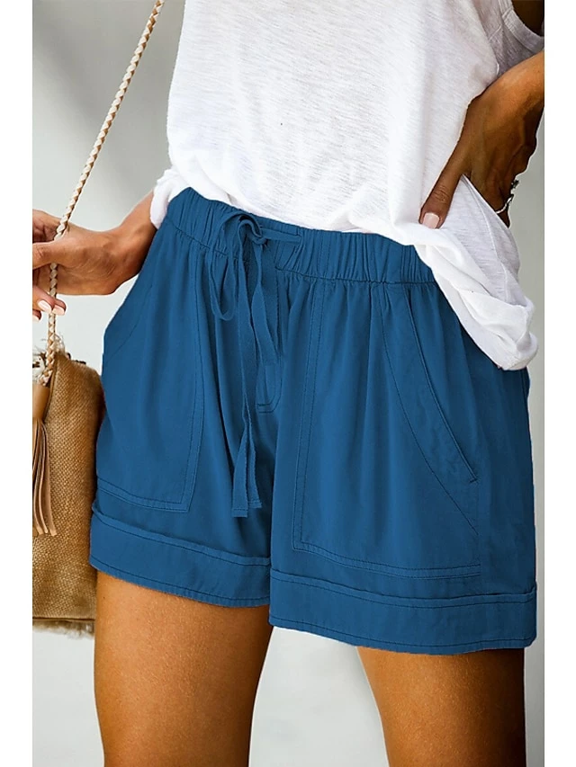 Women's Basic Essential Casual Shorts Wide Leg Baggy Pocket Short Daily Holiday Micro-elastic Simple Cotton Blend Lightweight Outdoor Mid Waist Light Blue Wine Red Pink ArmyGreen Orange & Red 3 Women's Basic Essential Casual Shorts Wide Leg Baggy Pocket Short Daily Holiday Micro-elastic Simple Cotton Blend Lightweight Outdoor Mid Waist Light Blue Wine Red Pink ArmyGreen Orange & Red