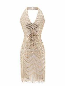 Women's Retro 1920s Sequin Dress Mini Dress Party Halloween Sequins Patchwork Floral Halter Neck Sleeveless Regular Fit Spring Fall 2023 Black Green S M L XL -LIGHTINTHEBOX Shop wvjxnv1693212149475